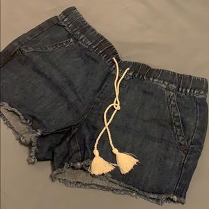 Loft Denim shorts with tassel tie and frayed hem